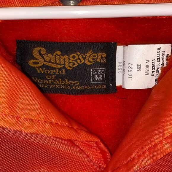 Vintage Swingster Orange Golden Harvest Patch snap up Jacket Medium - Picture 10 of 11